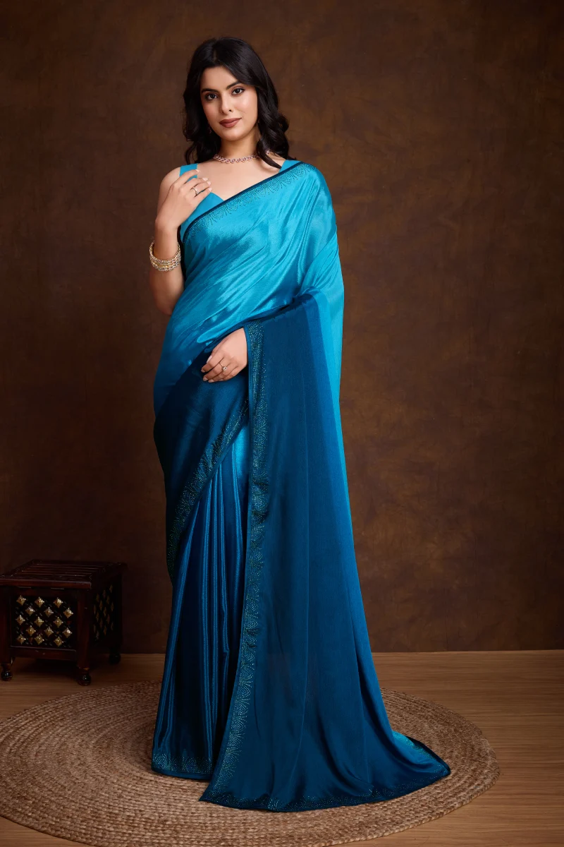 TS-WS0022 Shaded chinnon silk saree - Image 1