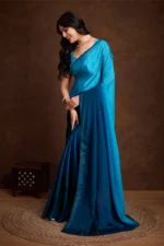 Shaded chinnon silk saree - Image 2