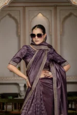 Tissue gold crush saree - Image 2