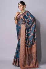 Traditional weaving organza saree - Image 2