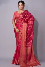 Traditional weaving organza saree