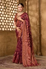 Zari woven organza saree