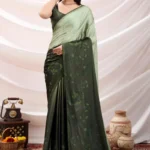 Stone work embellished soft silk saree