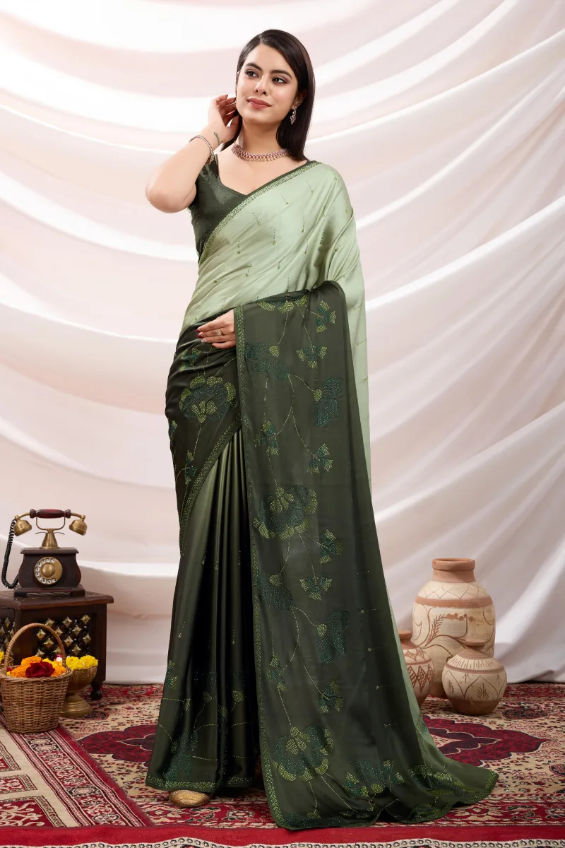 TS-WS0046 Stone work embellished soft silk saree - Image 1