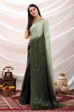 Stone work embellished soft silk saree - Image 2