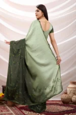 Stone work embellished soft silk saree - Image 3