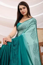 Stone work embellished soft silk saree - Image 2
