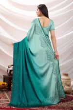 Stone work embellished soft silk saree - Image 3