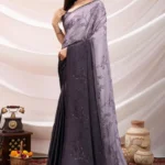 Stone work embellished soft silk saree