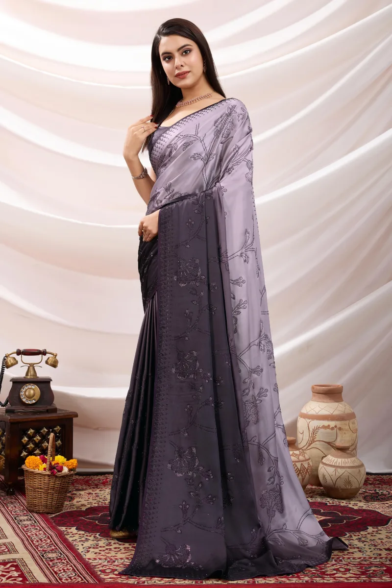 TS-WS0048 Stone work embellished soft silk saree - Image 1