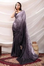 Stone work embellished soft silk saree - Image 2