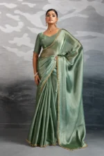 Chiffon saree featuring beads embellished border