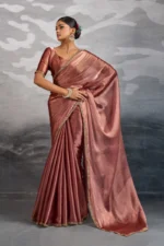 Chiffon saree featuring beads embellished border
