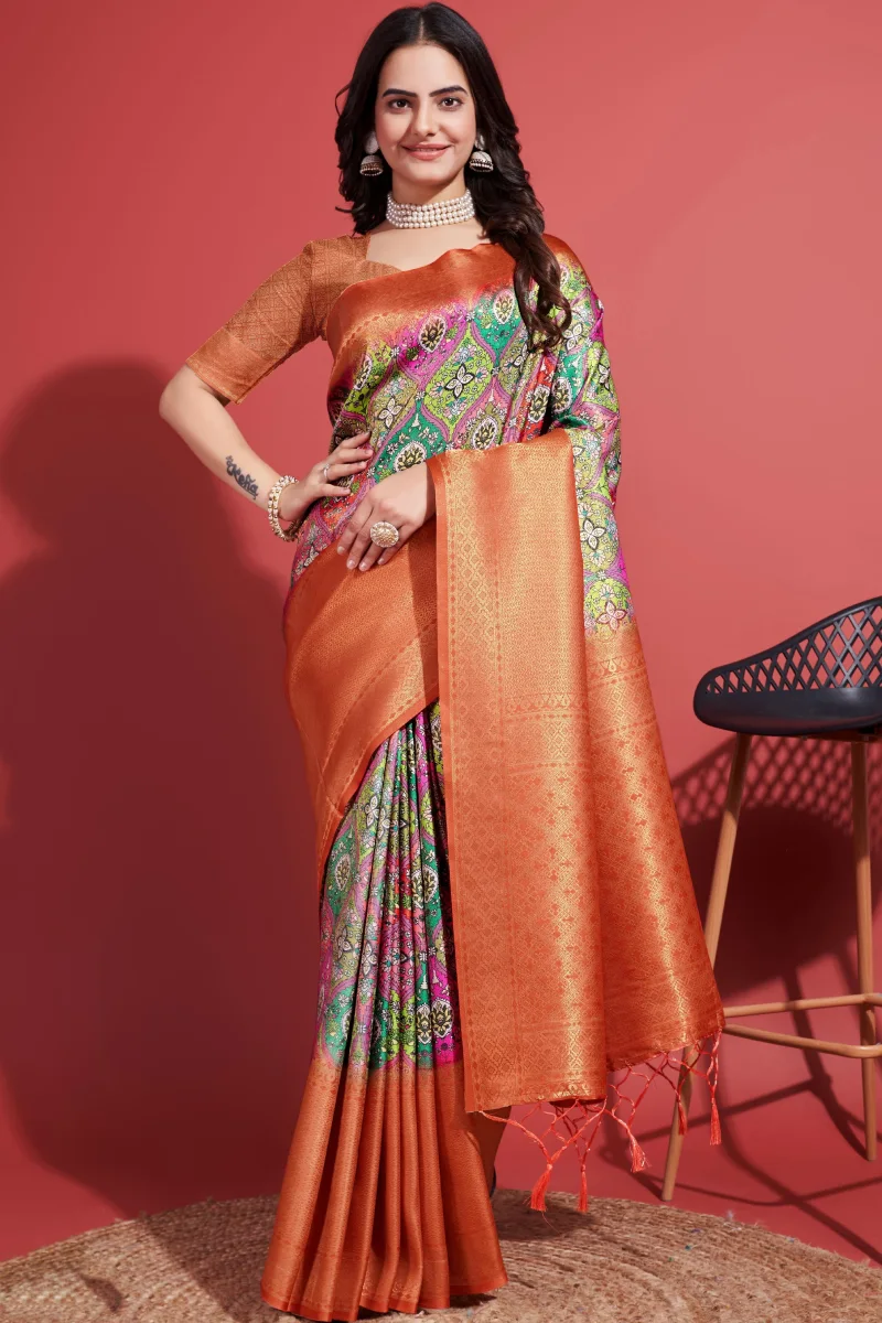 TSWS0026 Floral silk saree - Image 1